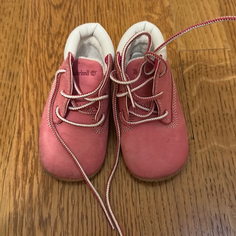 Timberland baby pink suede shoes